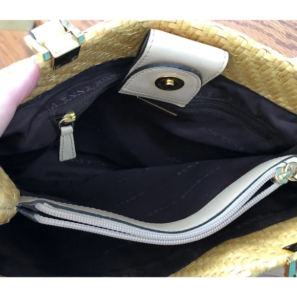 ADRIENNE VITTADINI BROWN HOBO WOVEN TOTE ￼STRAW Shoulder Handbag Purse - Picture 3 of 9